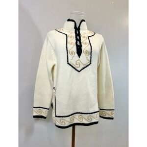 Vintage 1970s Tunic Sweater Boho Hippie Knit 70s Icelandic Style Hippy Mountain
